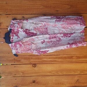 Dana Buchman XL Button Collar Sleeveless Chest Pockets Swirl Print Top